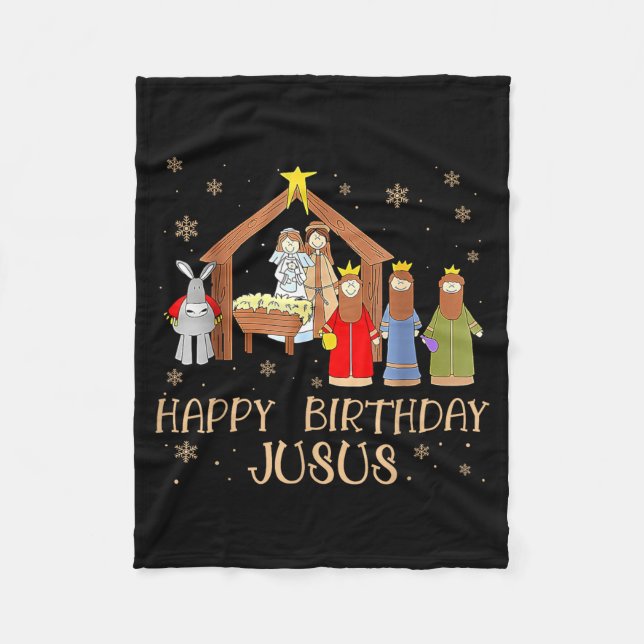 Couverture Polaire Nativity Happy Birthday Jesus Christmas Nativity C (Devant)