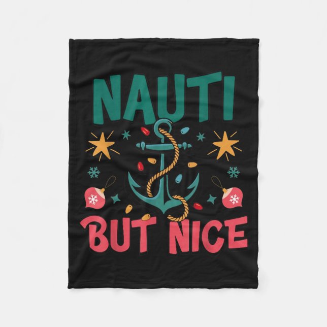 Couverture Polaire Naughty But Nice Funny Nautical Christmas Pun Joke (Devant)