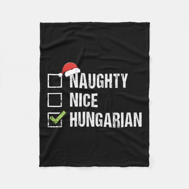 Couverture Polaire Naughty Nice Hongrie Père Noël Gif de Noël (Devant)