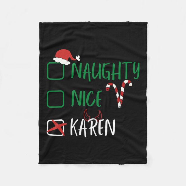 Couverture Polaire Naughty Nice Karen Christmas Funny Père Noël Liste (Devant)