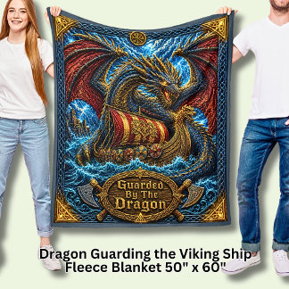 Couverture Polaire Navire long Viking gardé par le dragon