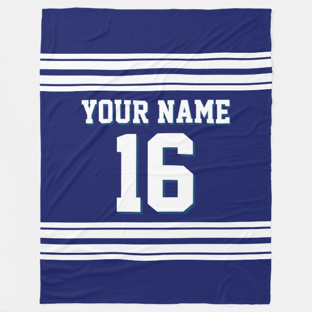 Couverture Polaire Navy Blue White Sports Jersey (Devant)