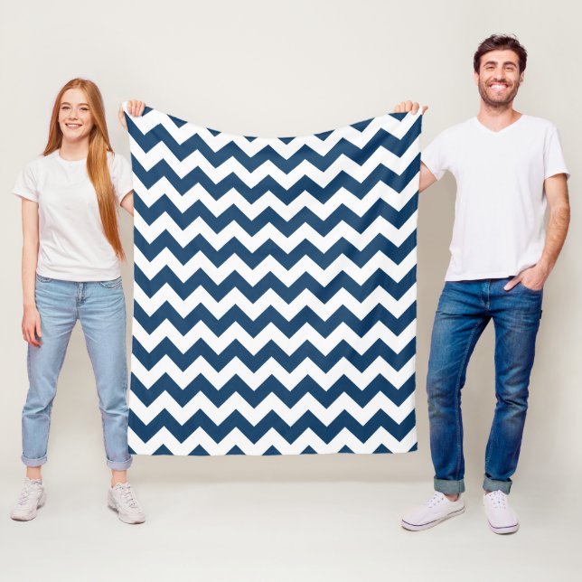 Couverture Polaire Navy Zigzag, Navy Chevron, Motif géométrique (En situation)
