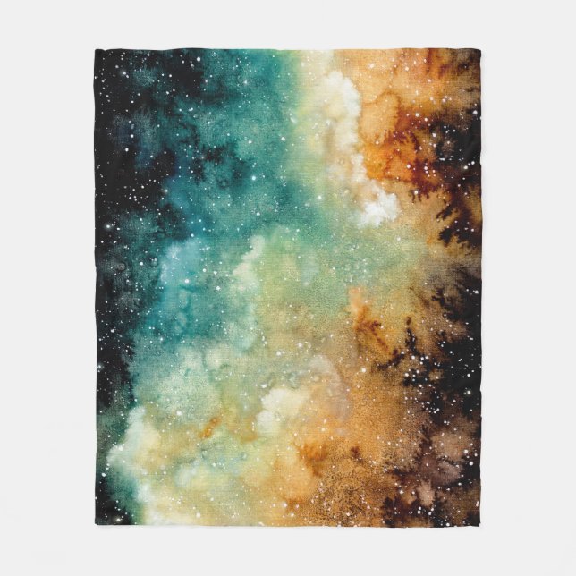 Couverture Polaire Nebula jaune vif, ciel bleu aquarelle. (Devant)