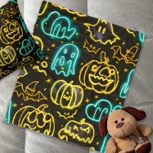 Neon Éffrayant Halloween Ghost Bats Motif Citrouil