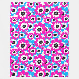 Couverture Polaire néon floral clair motif crimson lumineux et bleu