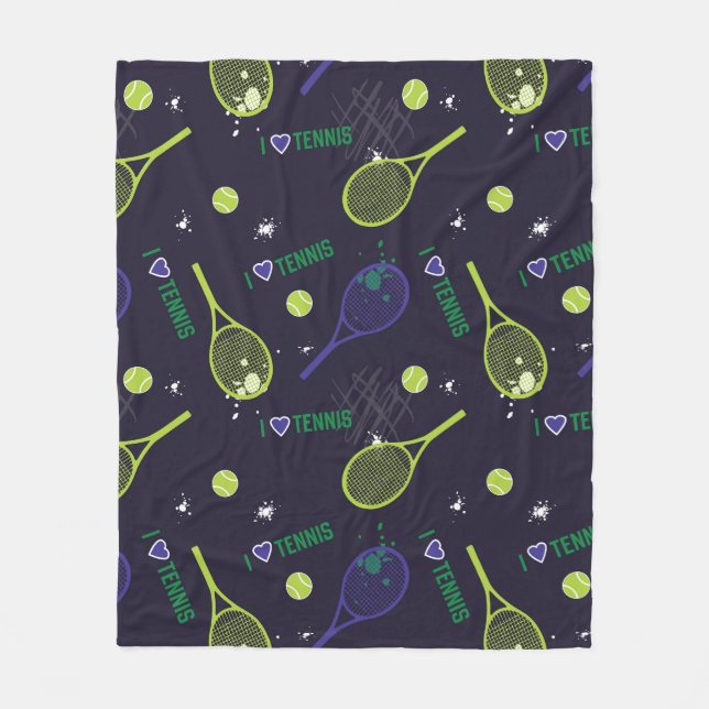 Couverture Polaire 💚 Neon green J'aime le tennis (Devant)