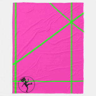 Couverture Polaire Neon Pop Color Pink & Green Stripes 80s Retro