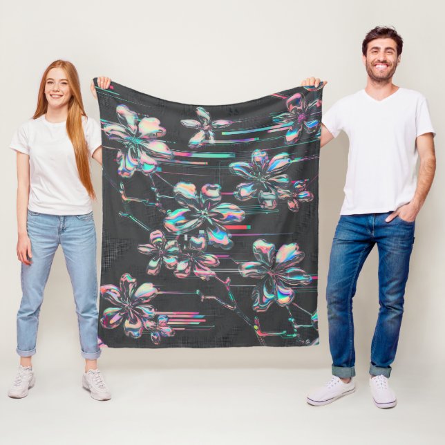 Couverture Polaire Neon Sakura Glitch (En situation)