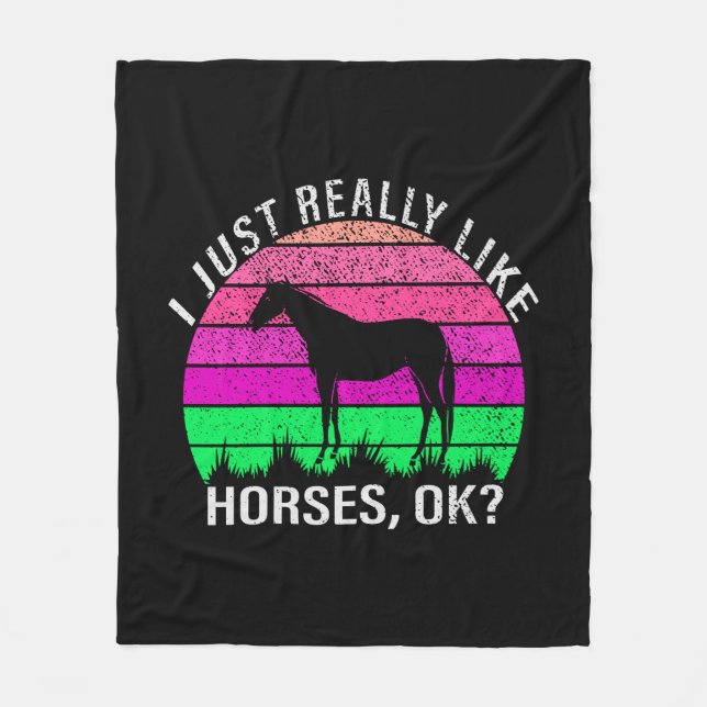 Couverture Polaire Neon Sunset J'Aime Vraiment Les Chevaux (Devant)