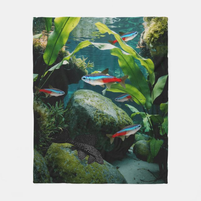 Couverture Polaire Neon Tetras Plecostomus Aquarium Fish Tank Amateur (Devant)