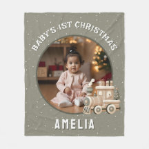 Neutral Baby’s 1st Christmas Train Keepsake Photo