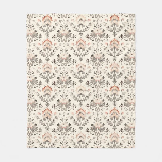 Couverture Polaire Neutral Blush Gray Botanical Fleece Blanket (Devant)
