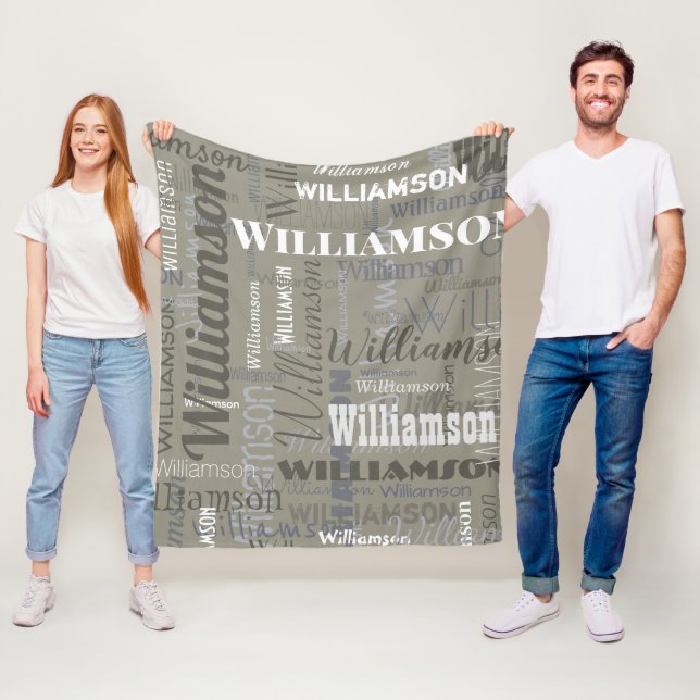 Couverture Polaire Neutraux modernes Extra Long Nom Motif répétitif (En situation)