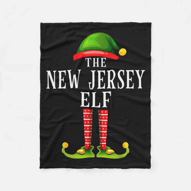 Couverture Polaire New Jersey Elf Christmas Matching Family Group Pjs (Devant)