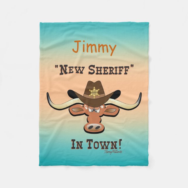 Couverture Polaire New Sheriff En Ville, Longhorn Fleece Blanket (Devant)