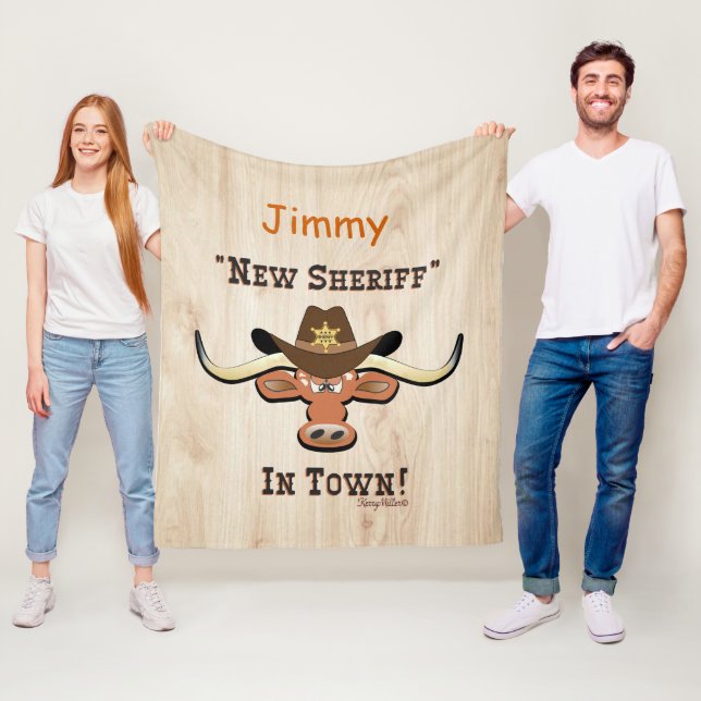 Couverture Polaire New Sheriff En Ville, Longhorn Fleece Blanket (En situation)