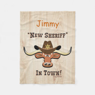 Couverture Polaire New Sheriff En Ville, Longhorn Fleece Blanket