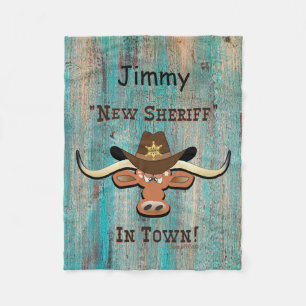 Couverture Polaire New Sheriff En Ville, Longhorn Fleece Blanket