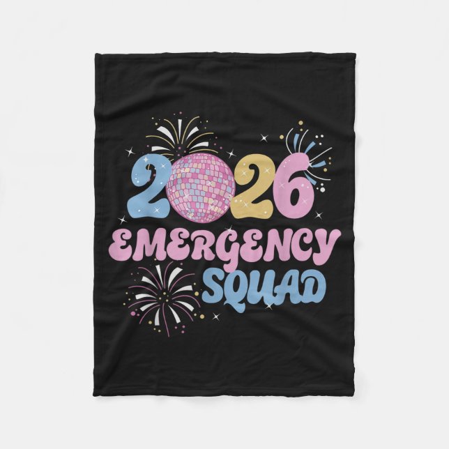 Couverture Polaire New Years 2026 Eve Emergency Squad Disco Ball Fire (Devant)