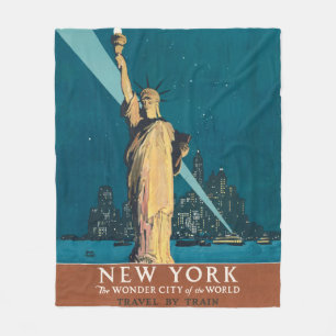 Couverture Polaire New York City Vintage voyage Liberty Skyline