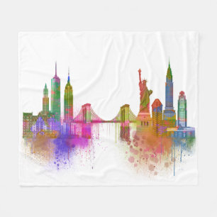 Couverture Polaire New York Skyline - Arc en ciel