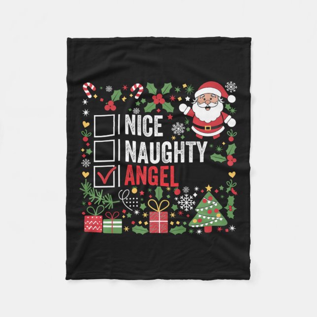 Couverture Polaire Nice Naughty Angel Funny Noël Père Noël (Devant)