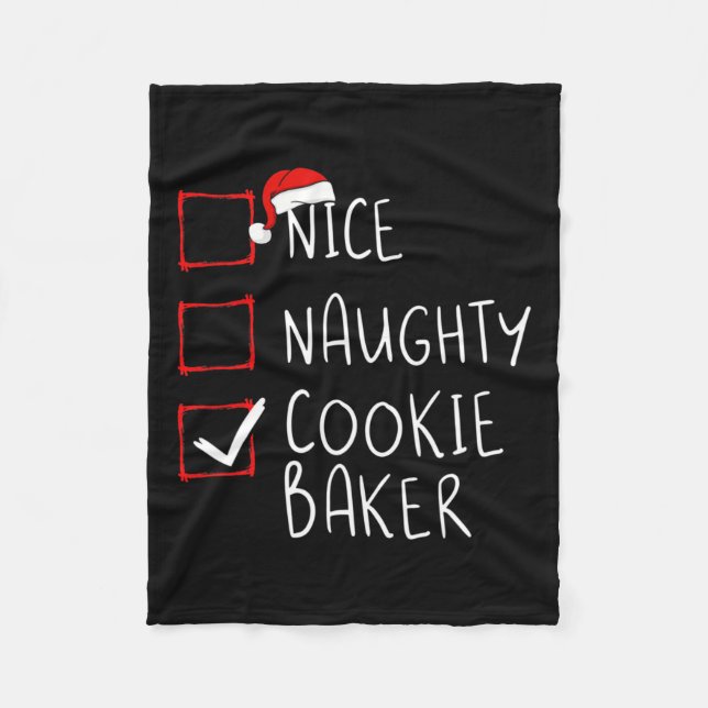 Couverture Polaire Nice Naughty Cookie Baker Liste de Noël Père Noël  (Devant)