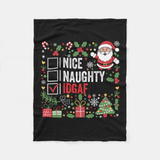 Couverture Polaire Nice Naughty Idgaf Funny Noël Père Noël