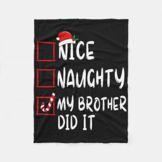 Couverture Polaire Nice Naughty My Brother Did It List Xmas Santa Cla