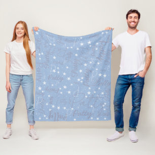 Couverture Polaire Night Sky Stars Light Blue (avec son nom)