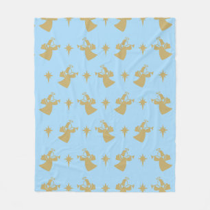 Couverture Polaire Noël Ange Nativité étoile Bébé Bleu Or