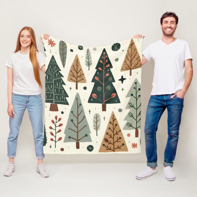 Couverture Polaire Noël Arbre Motif Fête vintage (En situation)