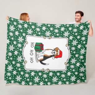 Couverture Polaire Noël Beagle de chapeau de Noël (tri couleur 3) Chi