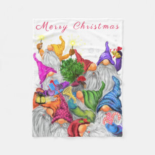 Couverture Polaire Noël Bébé Fleece Blanket Gnome Party - Amusant