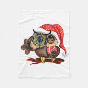 Couverture Polaire Noël Bébé Toison Blanche Bébé Chouette avec cadeau