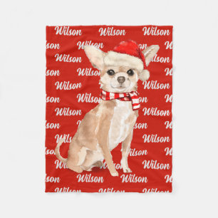 Couverture Polaire Noël Chihuahua Père Noël Nom du chien