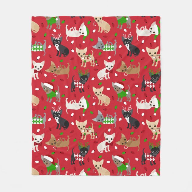 Couverture Polaire Noël Chihuahua Tous les manteaux (Devant)