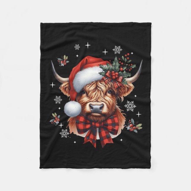 Couverture Polaire Noël Coquette Highland Cow Cute Moo Cow Noël (Devant)