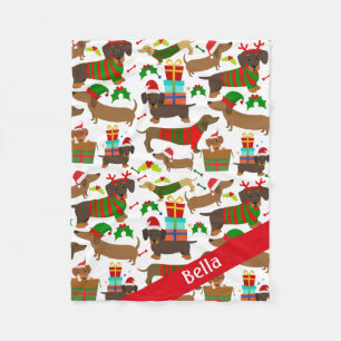 Couverture Polaire Noël Dachshund mignon chien animal