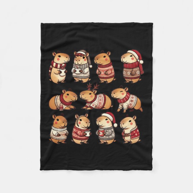 Couverture Polaire Noël de Capybara (Devant)