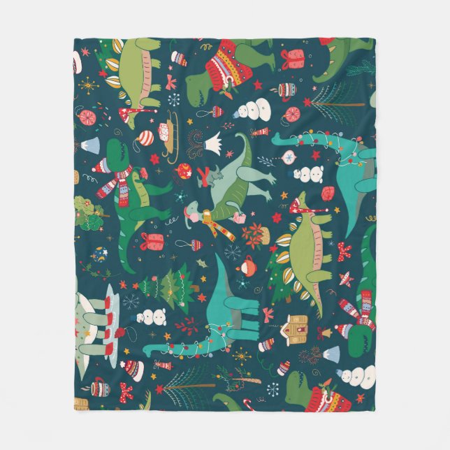 Couverture Polaire Noël de Dinosaur : Bonne année (Devant)