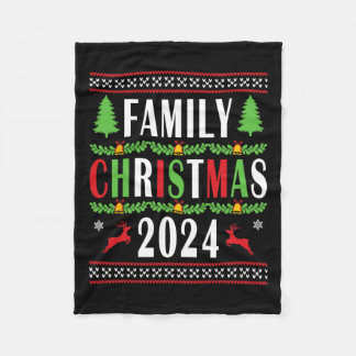 Couverture Polaire Noël de famille 2024 Funny Matching Xmas Tree