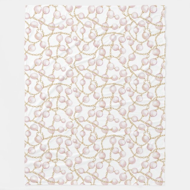 Couverture Polaire Noël de perles de verre rose or (Devant)