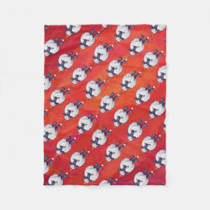Couverture Polaire Noël des moutons sur rouge