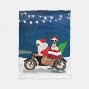 Couverture Polaire Noël du chien de Boston Terrier Santa Claus