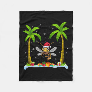 Couverture Polaire Noël du géant asiatique Santa Hat Palm Tree Beach