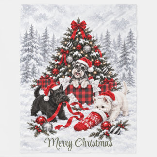 Couverture Polaire Noël embrase l'escapade Scottie Schnauzer West