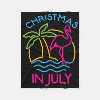 Couverture Polaire Noël en juillet Chapeau de Santa Flamant Rose Été
