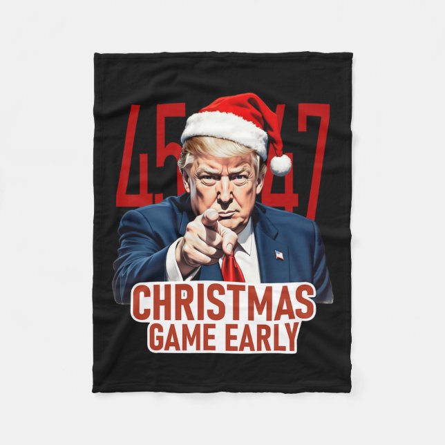 Couverture Polaire Noël est arrivé tôt drôle Donald Trump Père Noël C (Devant)